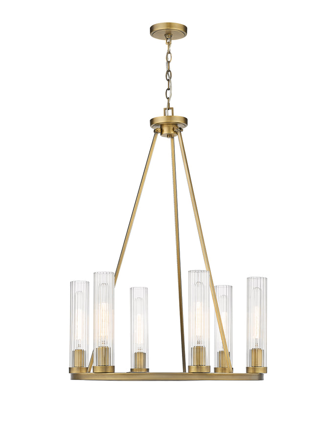 3031-6RB - Beau 6 Light 26" Chandelier - Rubbed Brass