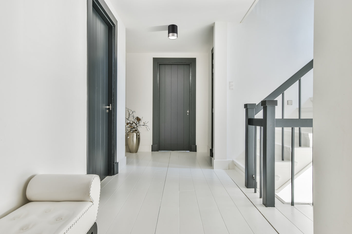 1006F6-MB-BN-LED - Algar 1 Light Flush 6" Mount - Matte Black / Brushed Nickel