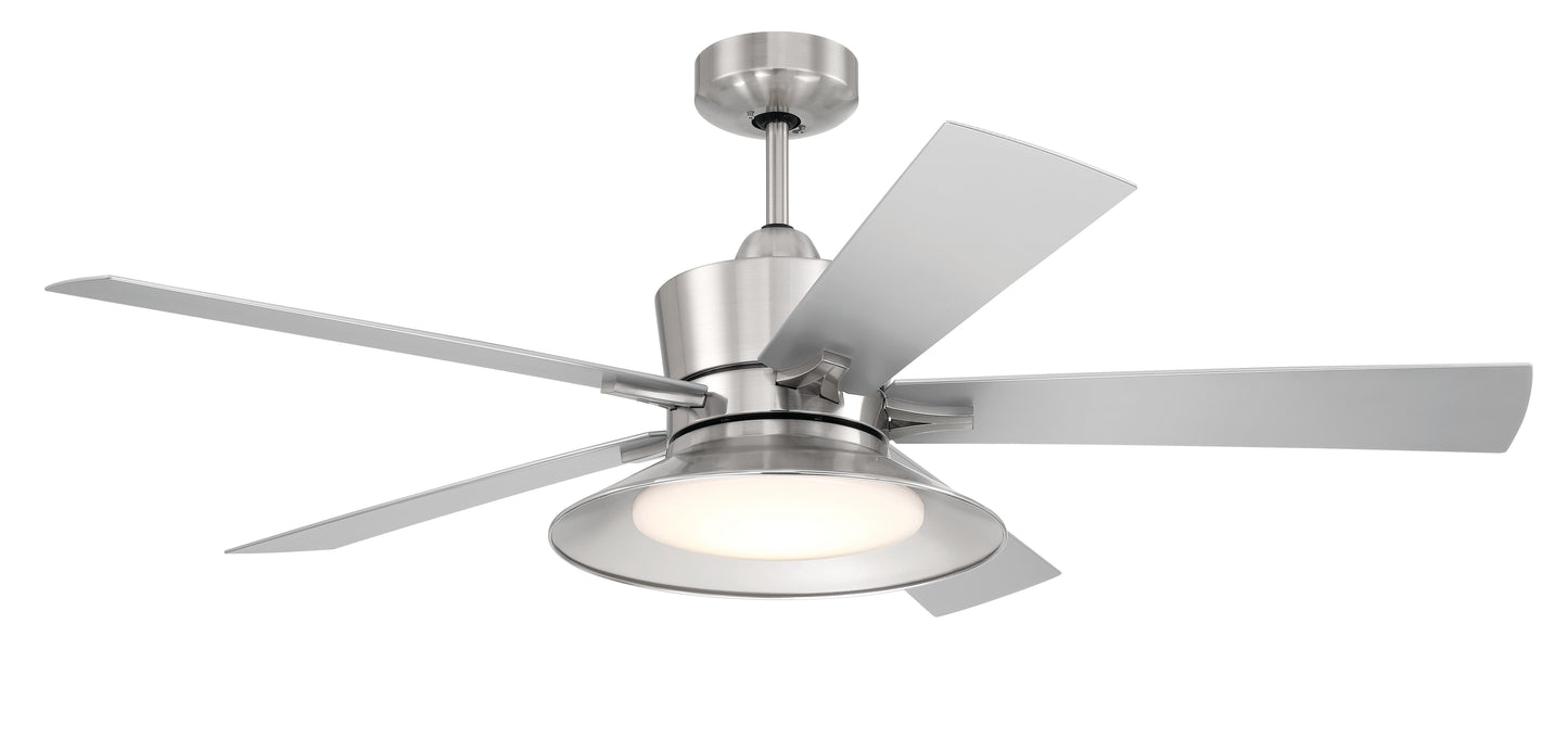 TOP52BNK5 - Topper 52" 5 Blade Indoor Outdoor Ceiling Fan with Light Kit - Brushed Nickel