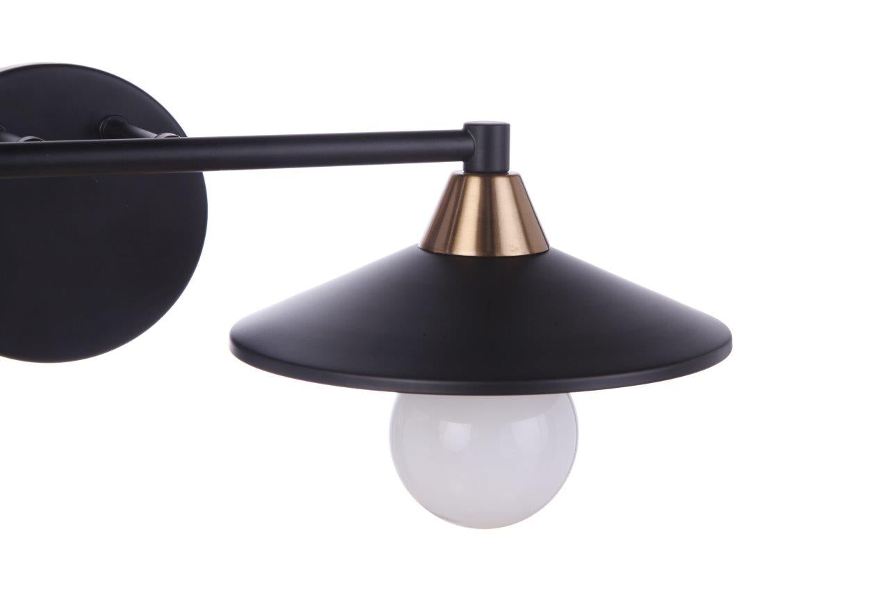 12519FBSB2 - Isaac 2 Light 19" Wide Vanity Light - Flat Black / Satin Brass