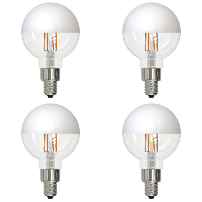 776838 - Filaments Dimmable G16 Half White Glass Candelabra Base - 2.5 Watt - 2700K - 4 Pack