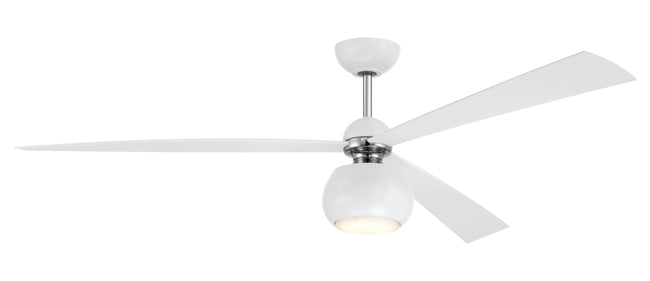 OTT60WPLN3 - Otto 60" 3 Blade Ceiling Fan with Light Kit - White / Polished Nickel