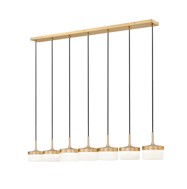827P6-7L-MGLD-LED - Renaud 7 Light Linear 59" Chandelier - Modern Gold