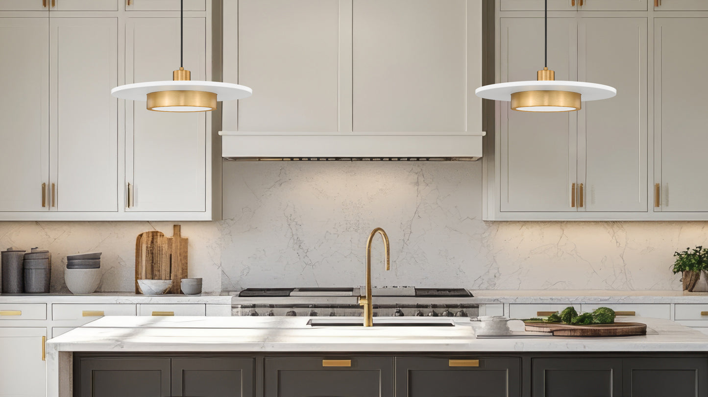 829P20-MW-MGLD-LED - Ludo 1 Light 20" Pendant - Matte White / Modern Gold