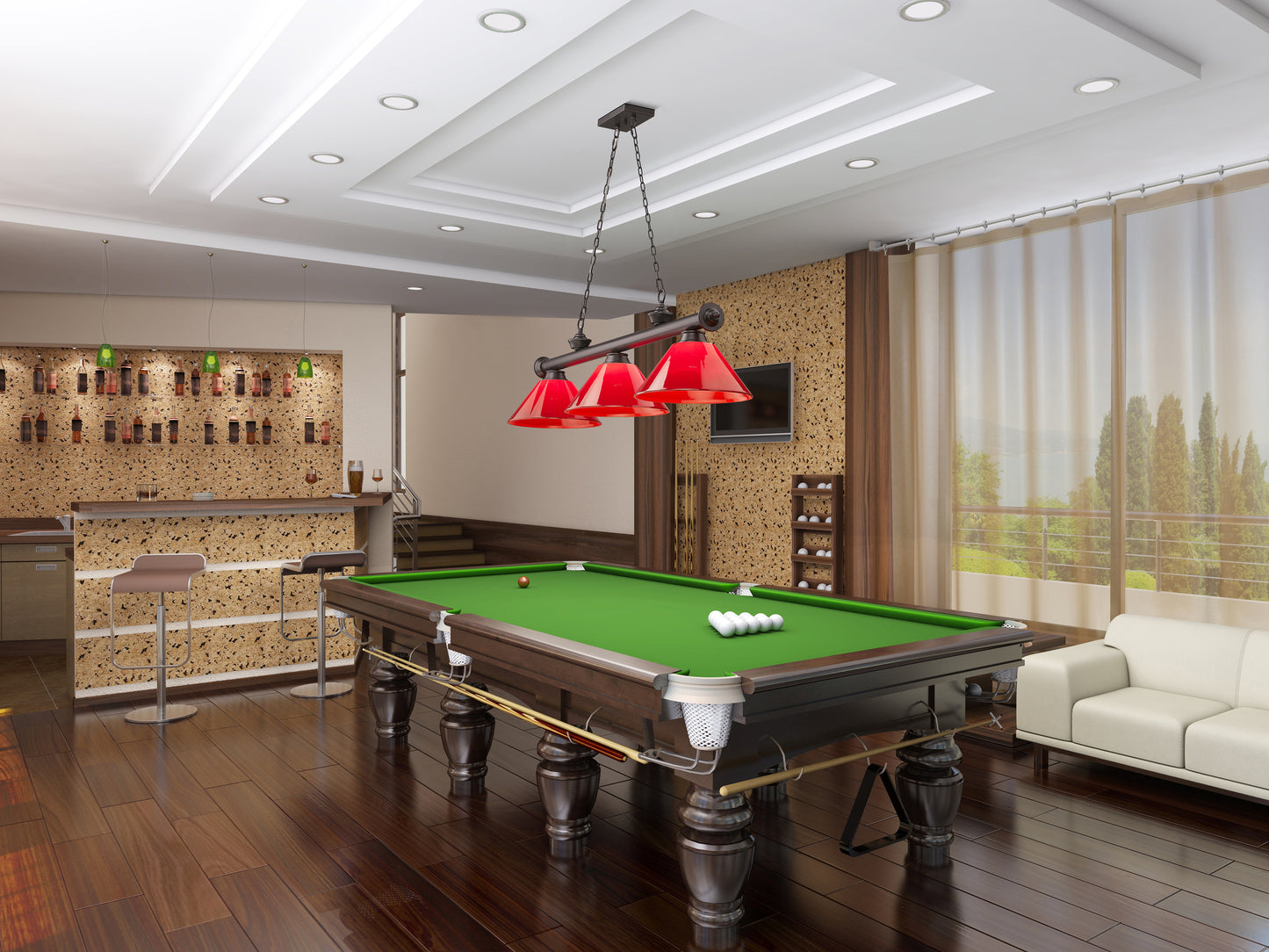 2306-3BRZ-PRD - Cordon 3 Light 57" Billiard - Bronze