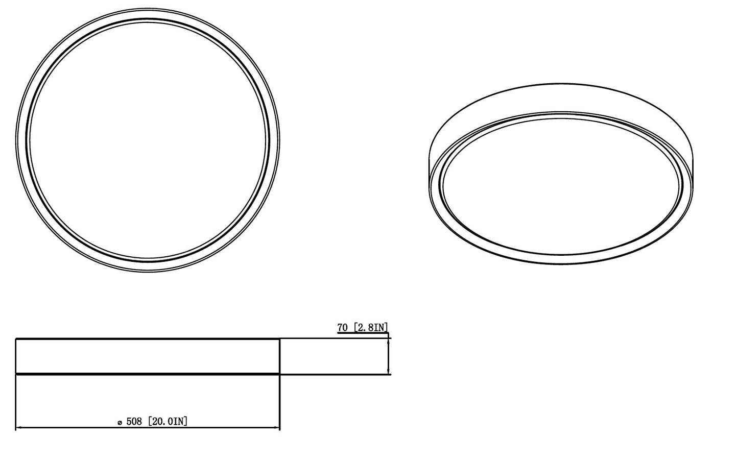 1014F20-MW-MGLD-LED - Kawan 1 Light Flush 20" Mount - Matte White / Modern Gold
