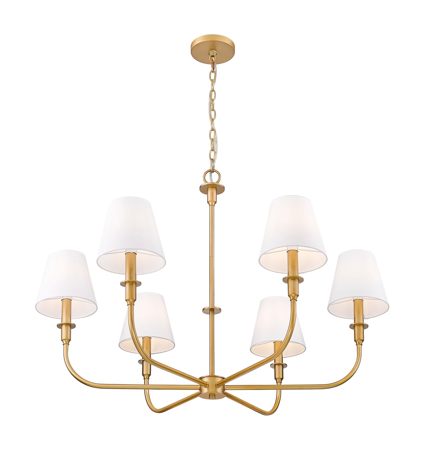 3049-32RB - Tova 6 Light 36" Chandelier - Rubbed Brass