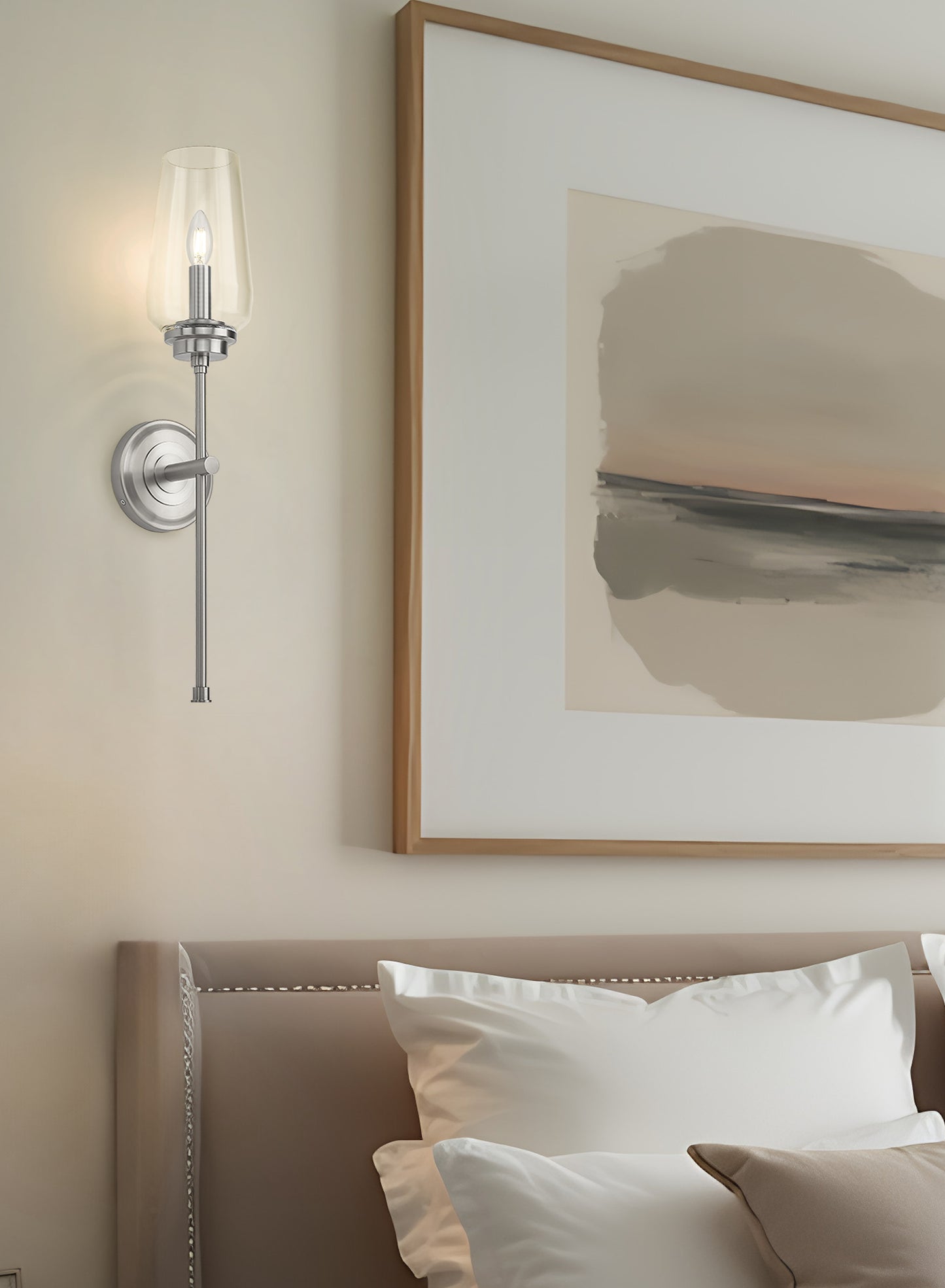 2013-1S-BN - Clara 1 Light Wall 26" Sconce - Brushed Nickel