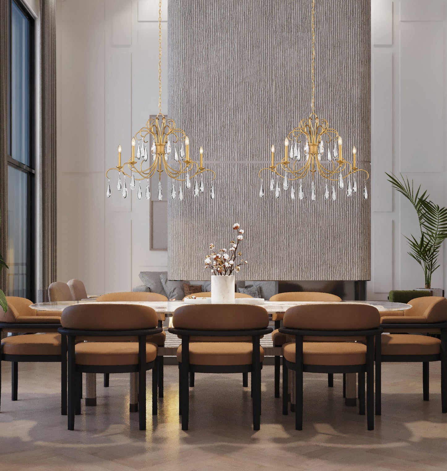 3039-38GG - Amara 5 Light 38" Chandelier - Gilded Gold