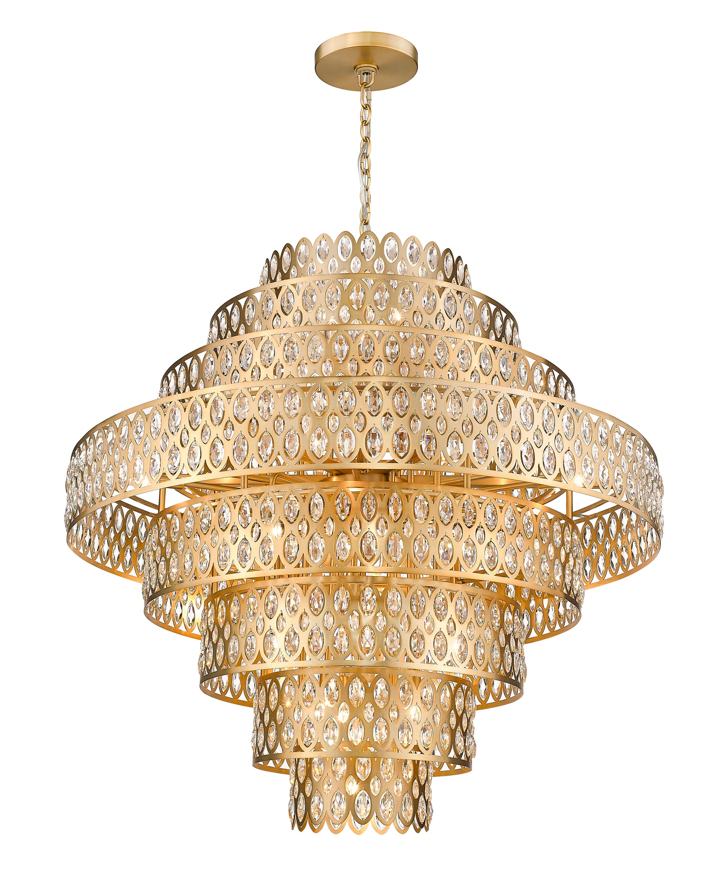 822P45-HB - Dealey 25 Light 45" Chandelier - Heirloom Brass