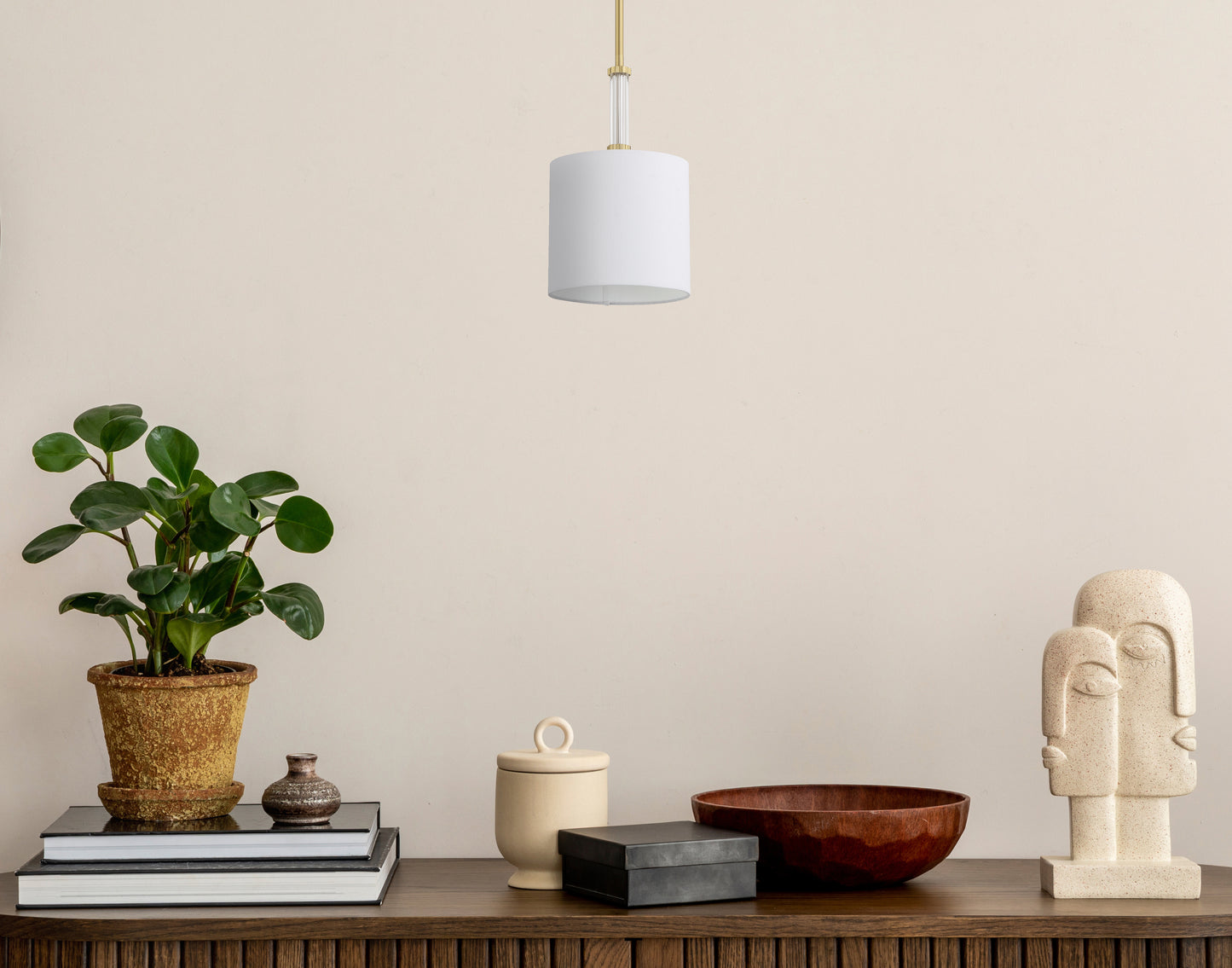58291-SB - Fortuna 1 Light 8" Wide Mini Pendant - Satin Brass