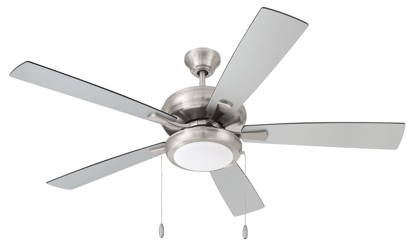 ECF119BNK5-BNGW - EOS Low Profile 1 bulb Frosted White 52" Ceiling Fan 52" 5 Blade Ceiling Fan with Light Kit - Brushed Nickel
