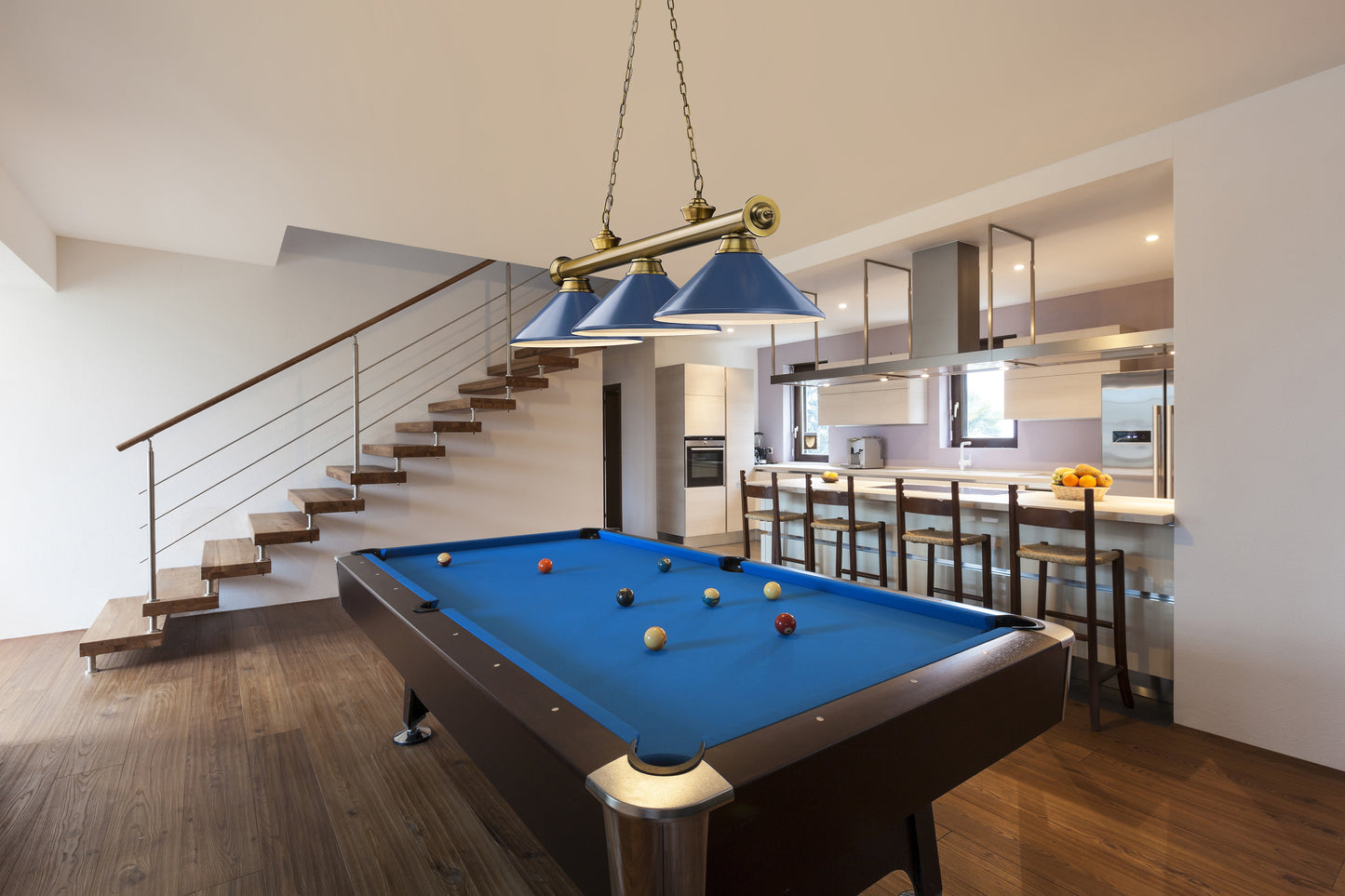 2306-3RB-MNB - Cordon 3 Light 58" Billiard - Rubbed Brass