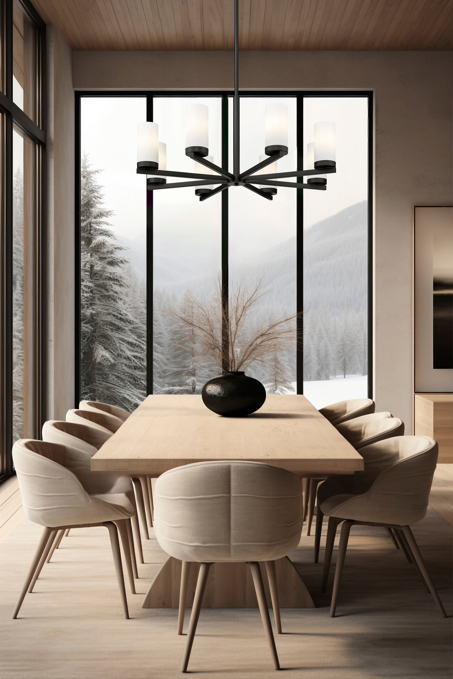 3044-8MB - Danica 8 Light 32" Chandelier - Matte Black
