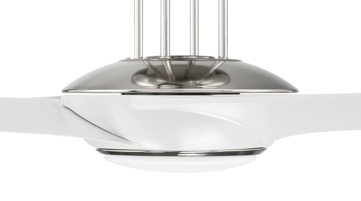 CAM54WPLN4 - Cam 54" 4 Blade Ceiling Fan with Light Kit - White / Polished Nickel