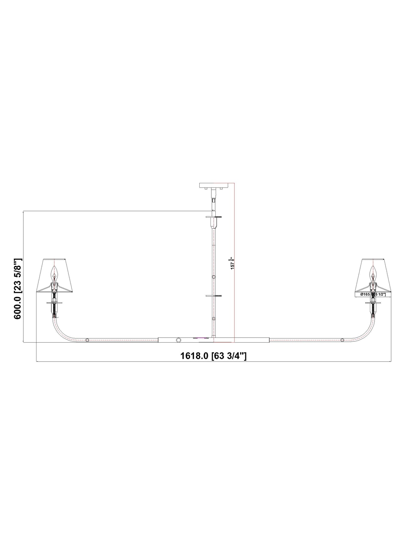 3049-60L-BN - Tova 2 Light Linear 64" Chandelier - Brushed Nickel