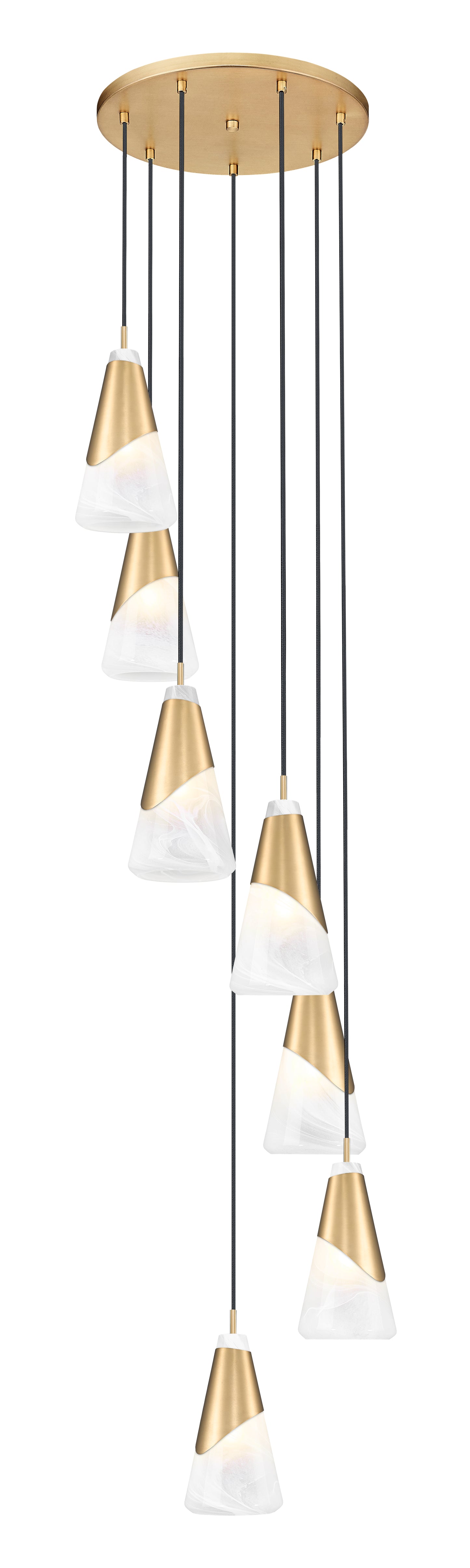 828P6-7R-MGLD - Aimie 7 Light 18" Chandelier - Modern Gold