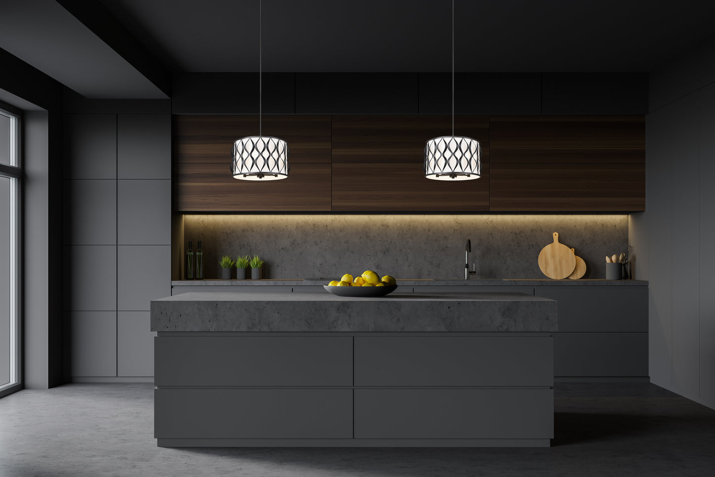 1948P18-MB - Harden 5 Light 18" Pendant - Matte Black
