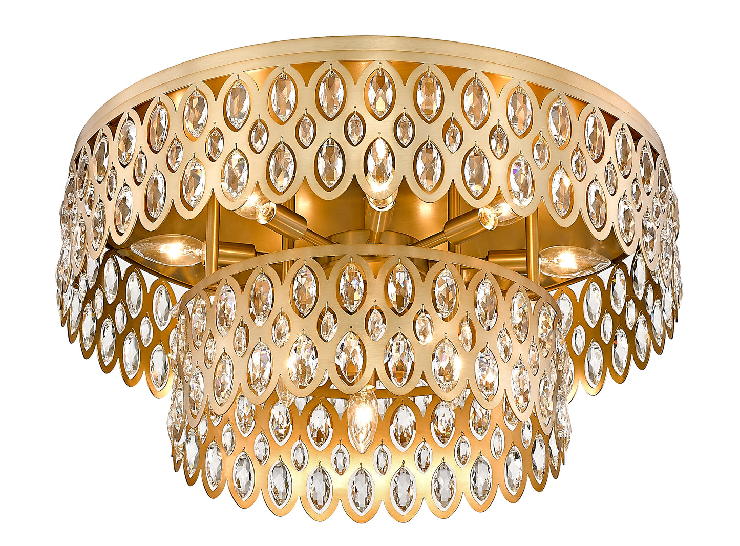 822F24-HB - Dealey 12 Light Flush 24" Mount - Heirloom Brass