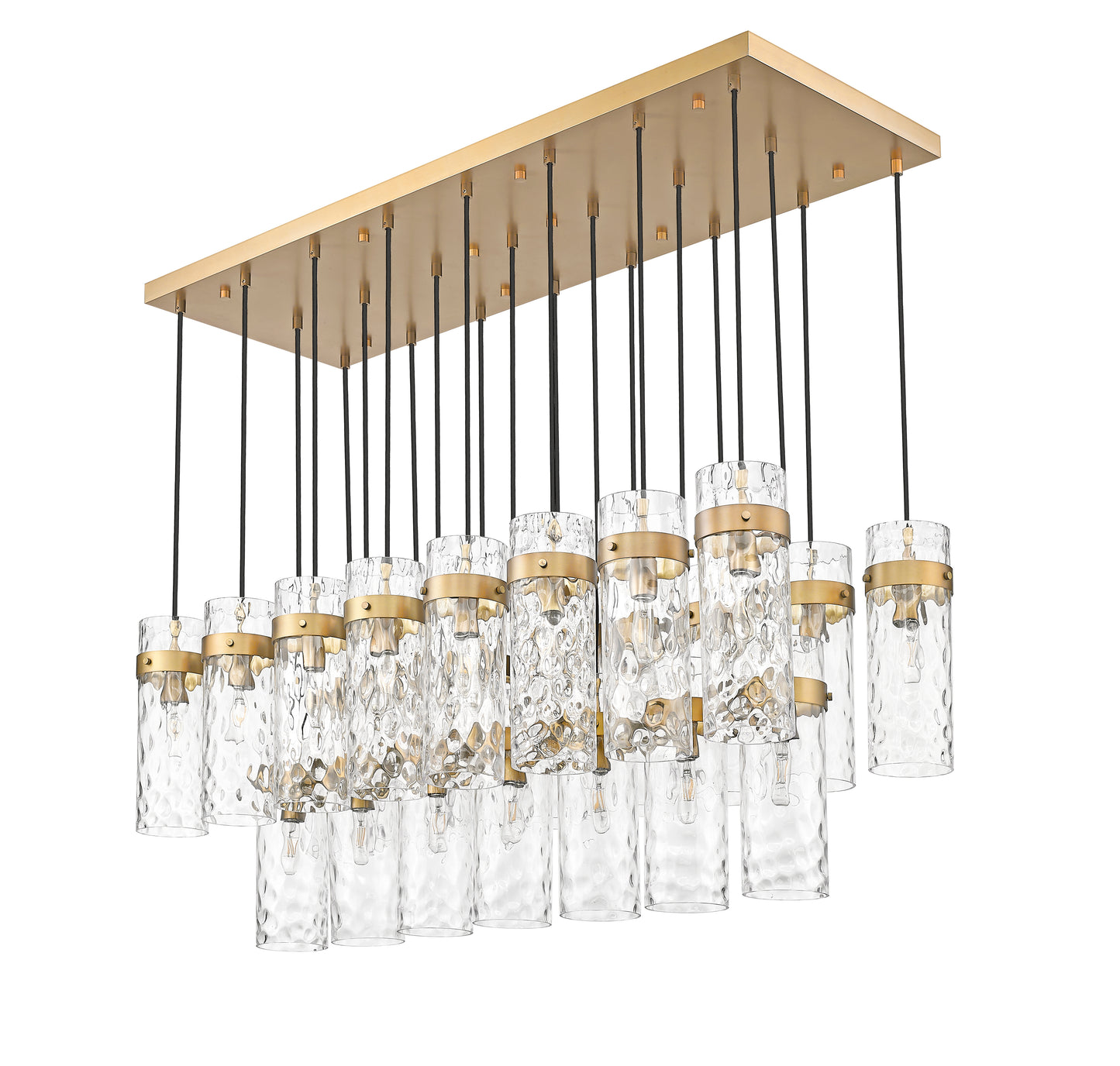 7002P5-23L-RB - Fontaine 23 Light Linear 54" Chandelier - Rubbed Brass