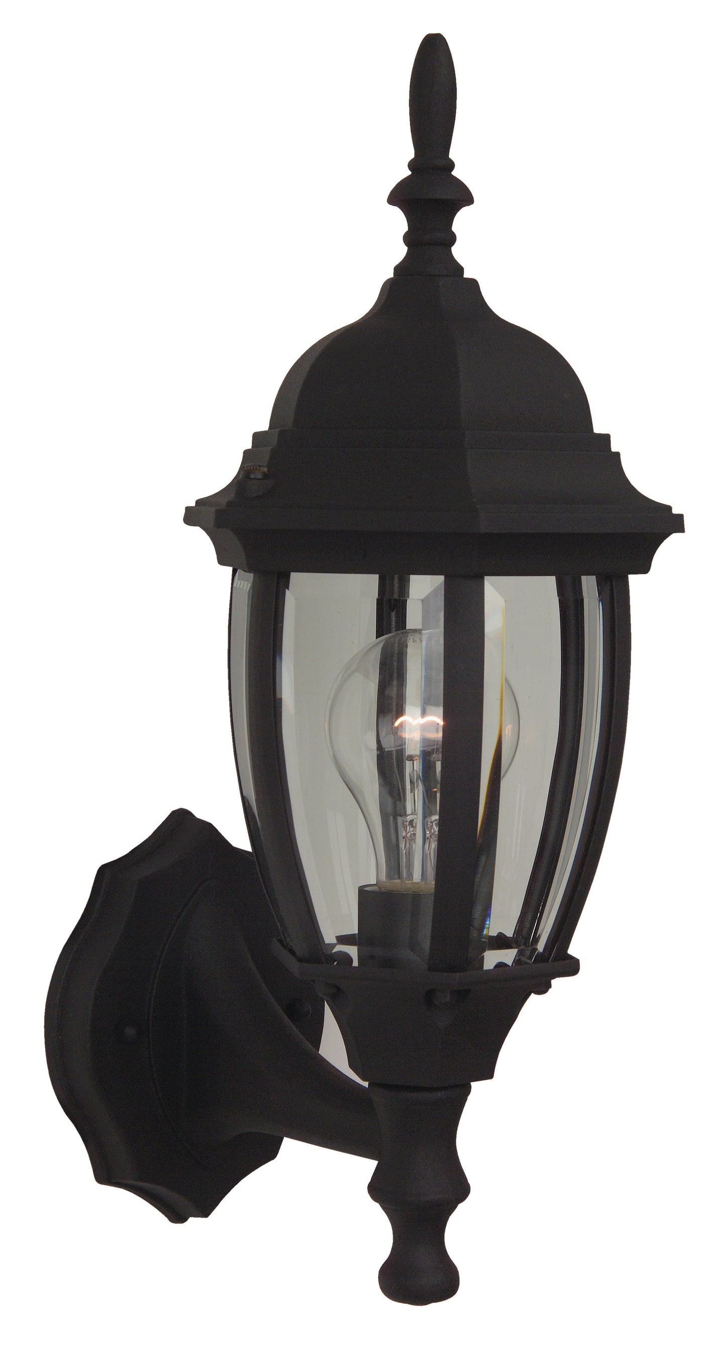 Z260-TB - Bent Glass Cast 1 Light 16" High Outdoor Wall Lantern - Textured Black