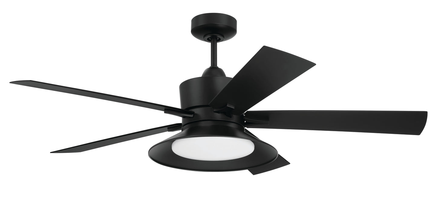 TOP52FB5 - Topper 52" 5 Blade Indoor Outdoor Ceiling Fan with Light Kit - Flat Black