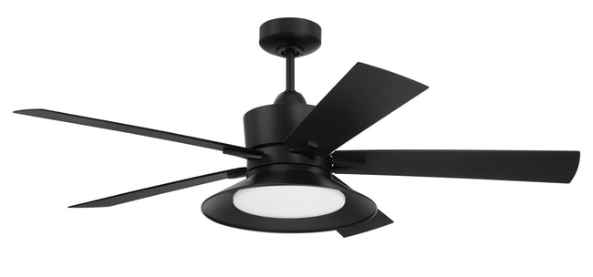 TOP52FB5 - Topper 52" 5 Blade Indoor Outdoor Ceiling Fan with Light Kit - Flat Black