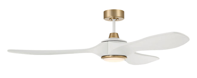 EVY60WSB3-NWF - Envy 60" Ceiling fan, no Wifi 60" 3 Blade Ceiling Fan with Light Kit - White / Satin Brass