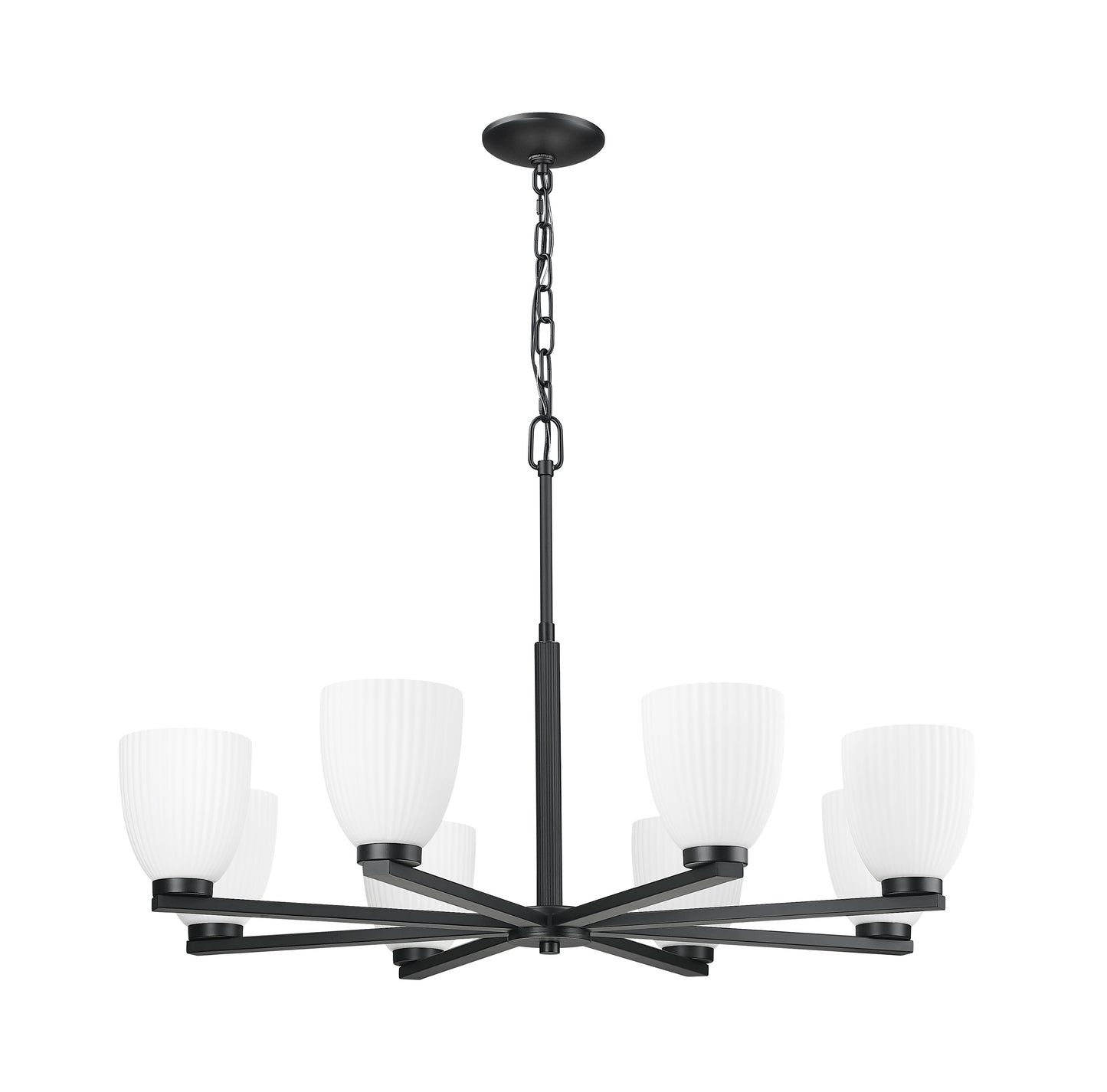 7518-8MB - Naya 8 Light 33" Chandelier - Matte Black