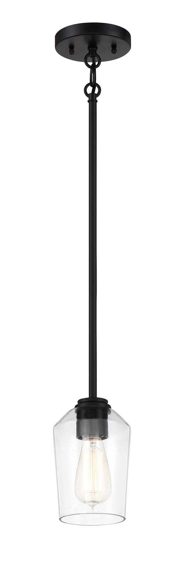 56191-FB - Shayna 1 Light 5.13" Wide Mini Pendant - Flat Black