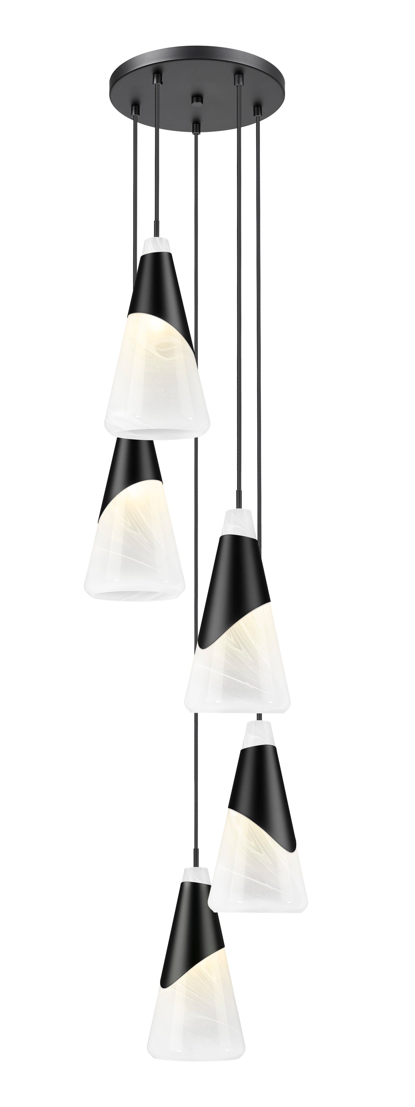 828P7-5R-MB - Aimie 5 Light 12" Chandelier - Matte Black
