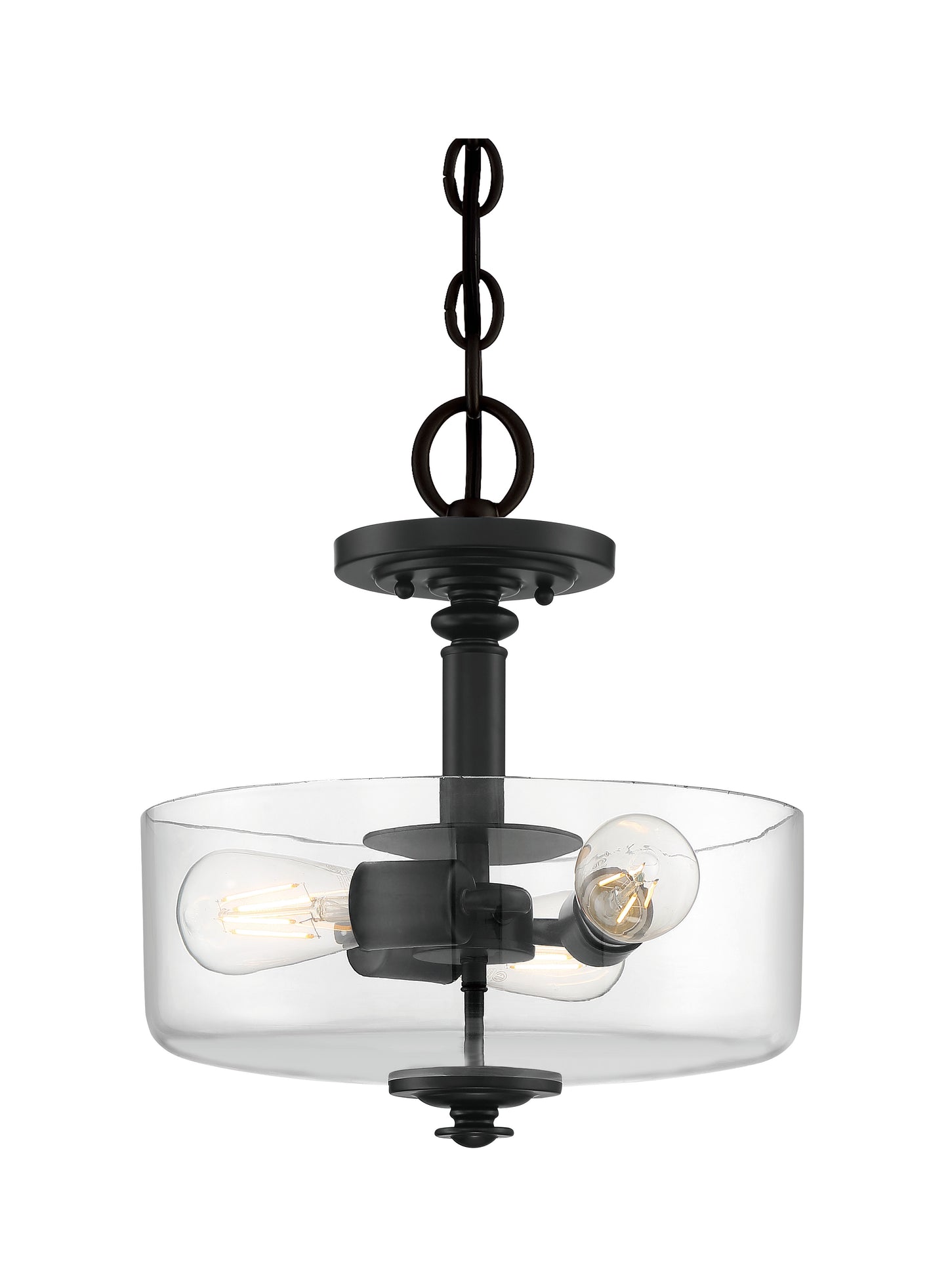 49853-FB-C - Dardyn 3 Light 15" High Semi Flush Mount - Flat Black