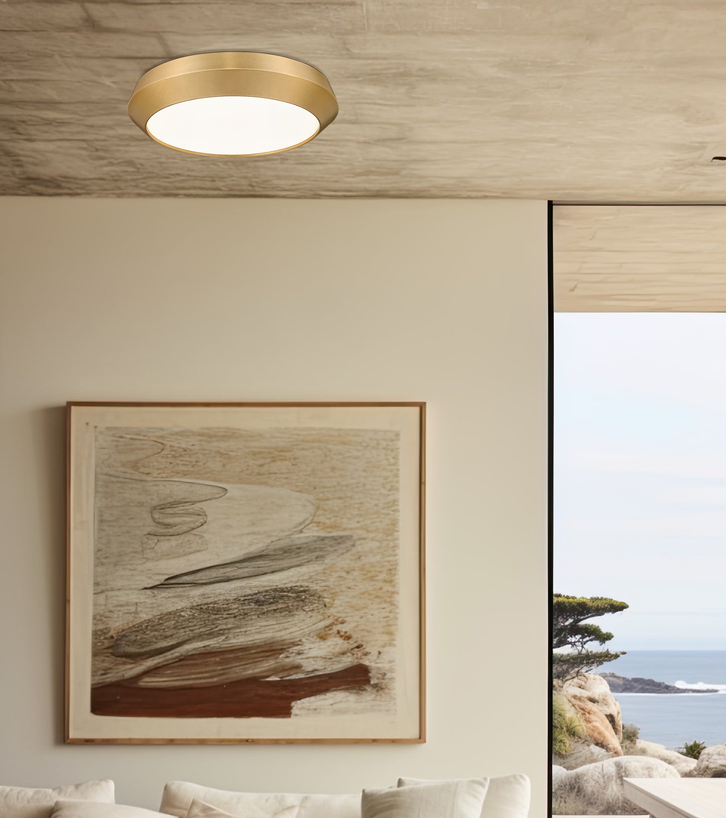 7701F16-MGLD-LED - Quasars 1 Light Flush 16" Mount - Modern Gold