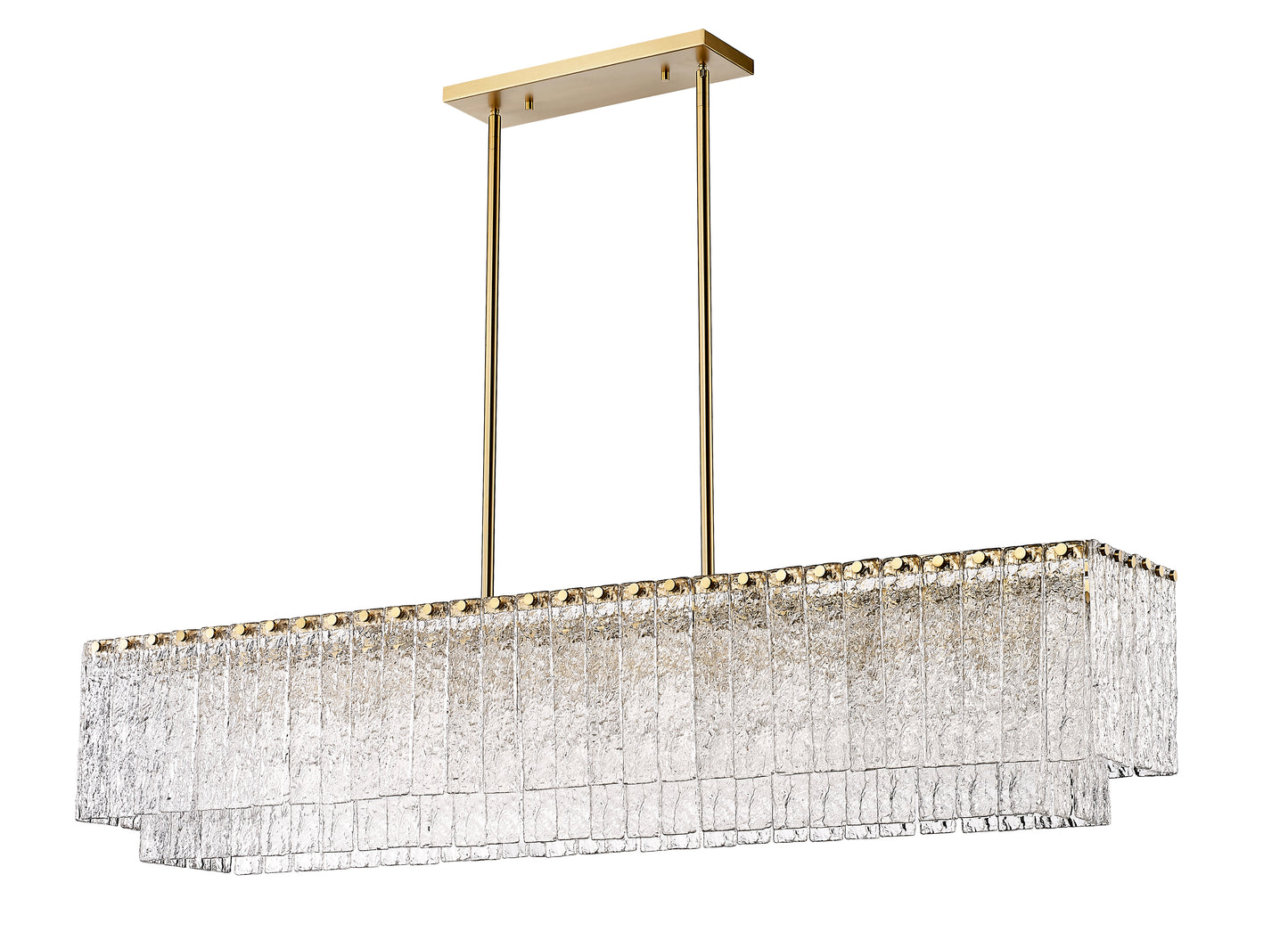 1943-53L-MGLD - Glacier 7 Light Linear 54" Chandelier - Modern Gold