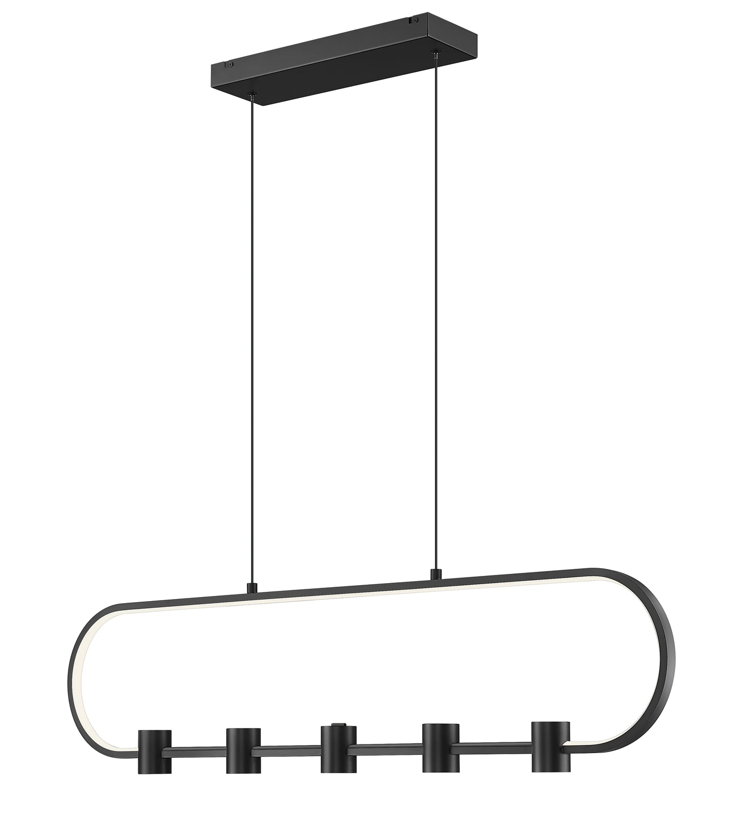 4101-42L-MB-LED - Saros 5 Light Linear 42" Chandelier - Matte Black