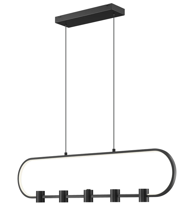 4101-42L-MB-LED - Saros 5 Light Linear 42" Chandelier - Matte Black