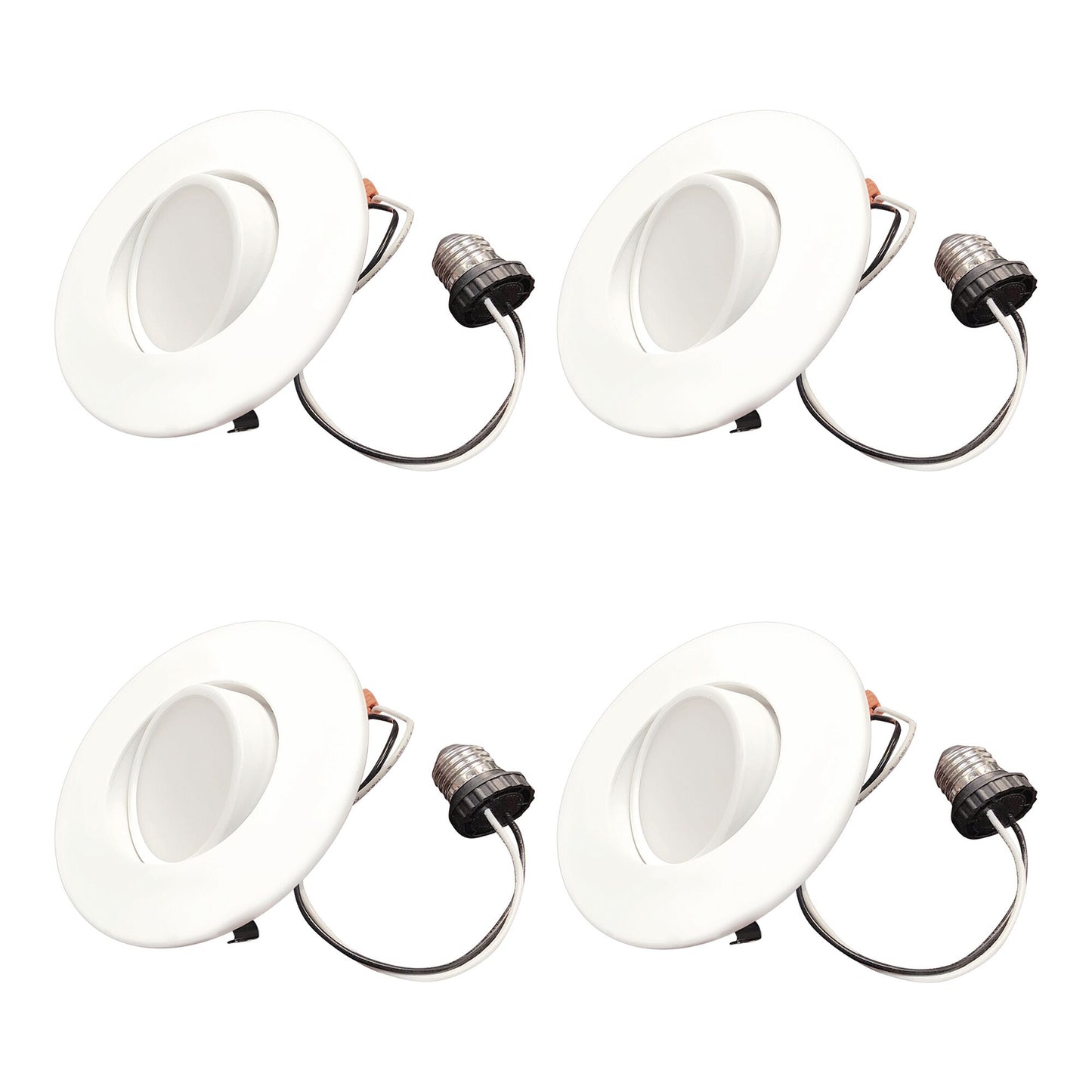 773170 - 9 Watt LED 4" DOWNLIGHT ADJUSTABLE RETROFIT W/GIMBAL 2700K WHITE ROUND DIMMABLE JA8 120V-4PK - 4 Pack