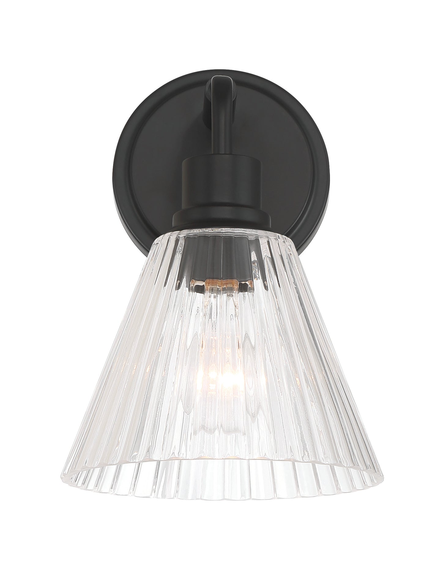 61101-FB - Pleated 1 Light 10.38" High Wall Sconce - Flat Black