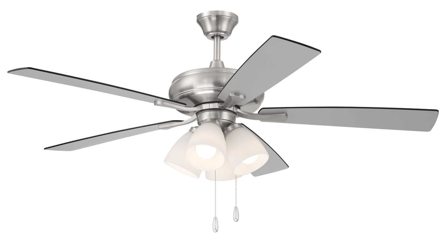 ECF114BNK5-BNGW - Eos Frost 4 Light 52" 5 Blade Ceiling Fan with Light Kit - Brushed Nickel