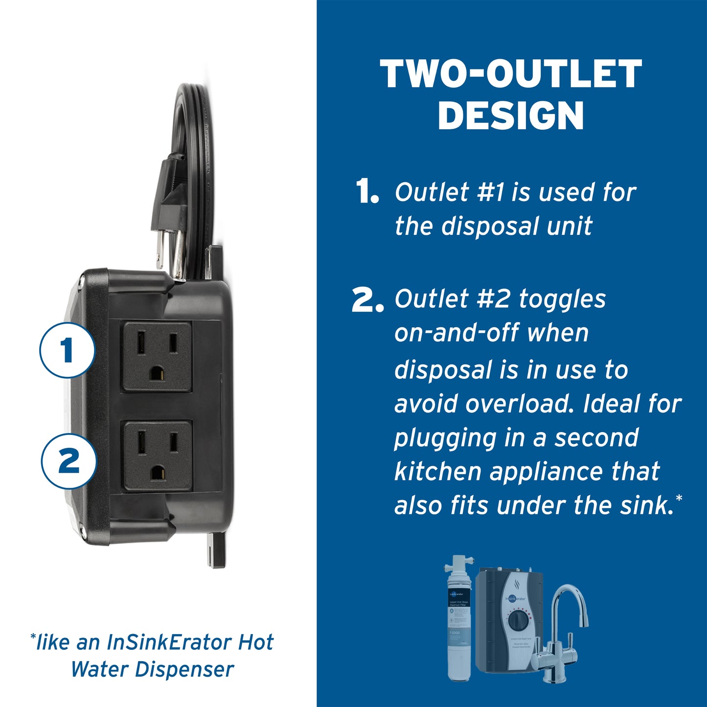 76696 - SinkTop Switch - Dual Outlet with Chrome and White Buttons