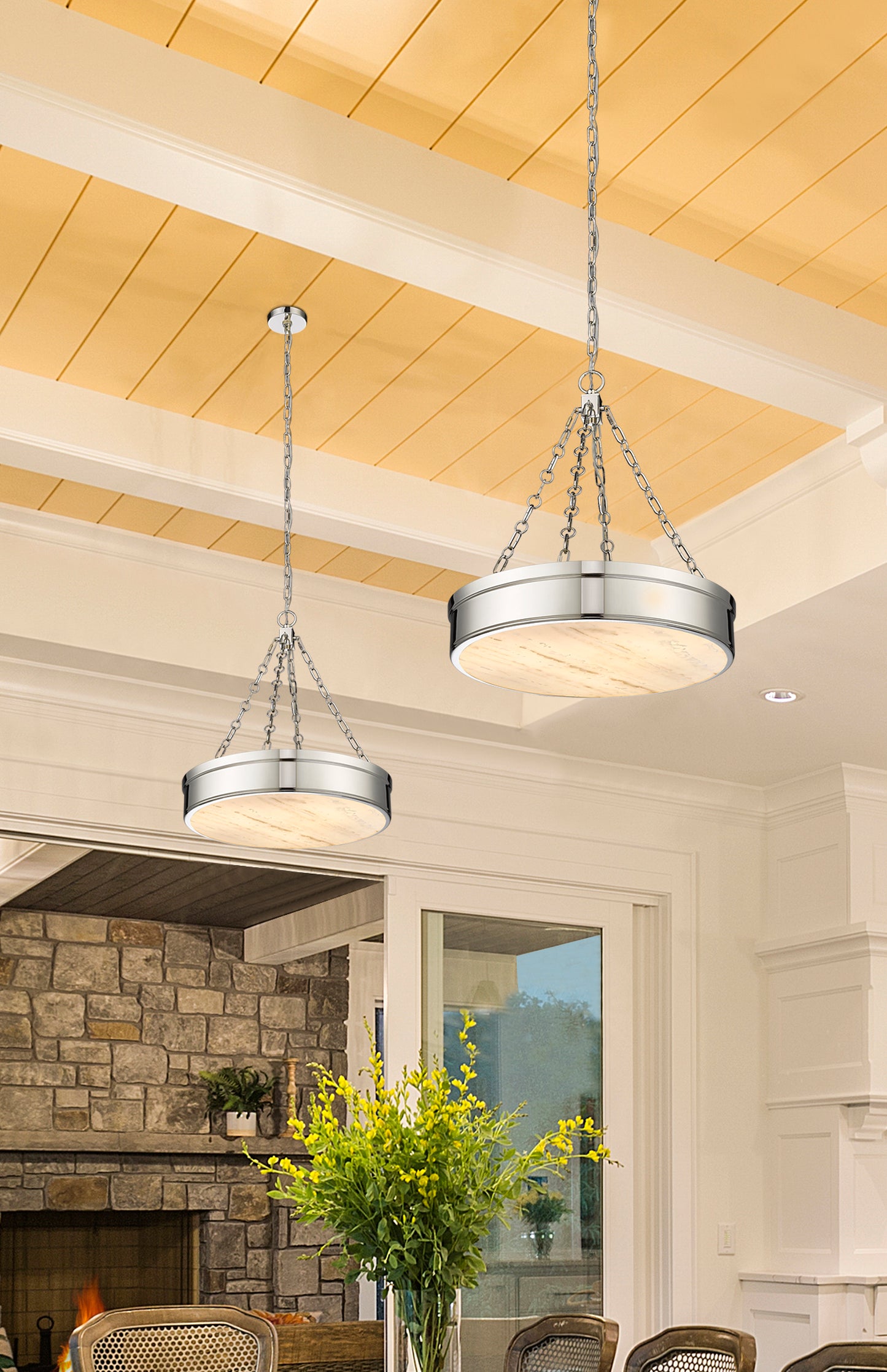 1944P22-PN-LED - Anders 3 Light 22" Chandelier - Polished Nickel