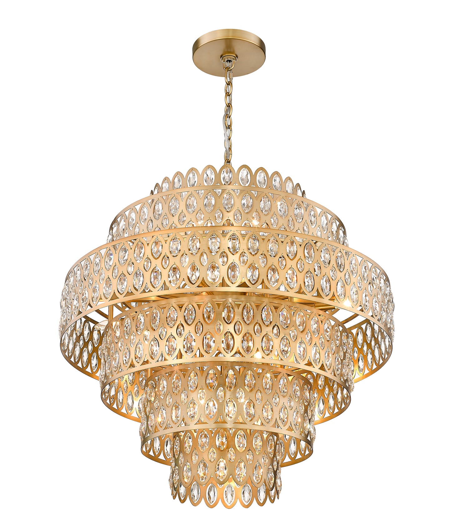822P32-HB - Dealey 17 Light 32" Chandelier - Heirloom Brass