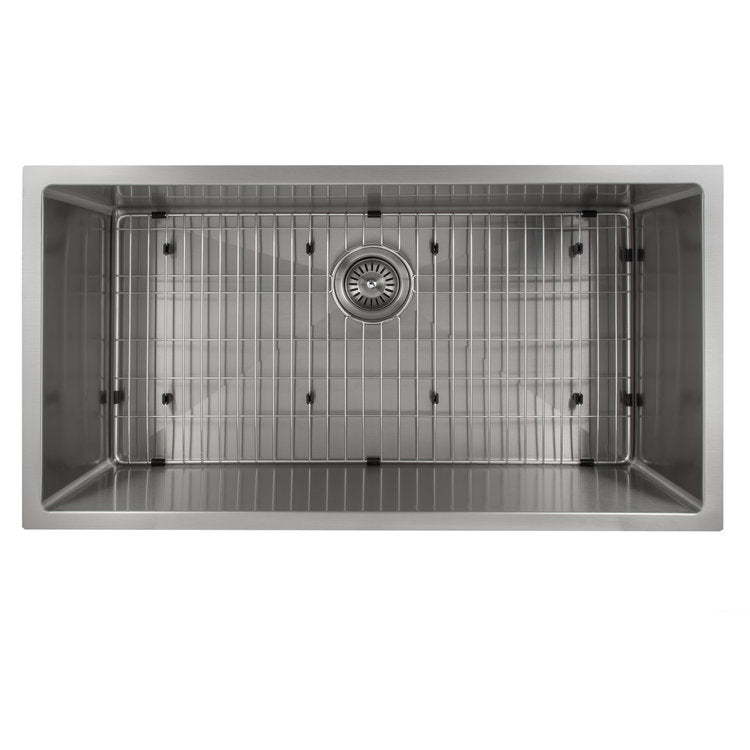 SRS-36 - 36" Meribel Undermount Single Bowl Stainless Steel Kitchen Sink with Bottom Grid