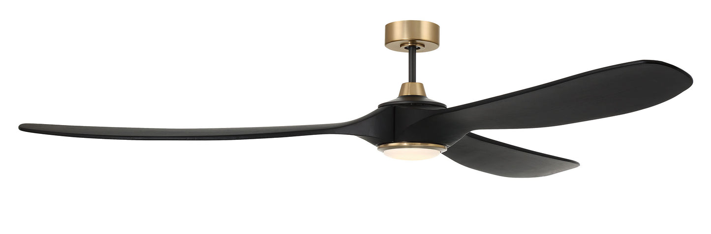 EVY72FBSB3-NWF - Envy 72" Ceiling Fan no Wifi 72" 3 Blade Ceiling Fan with Light Kit - Flat Black / Satin Brass