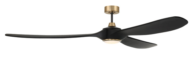 EVY72FBSB3-NWF - Envy 72" Ceiling Fan no Wifi 72" 3 Blade Ceiling Fan with Light Kit - Flat Black / Satin Brass