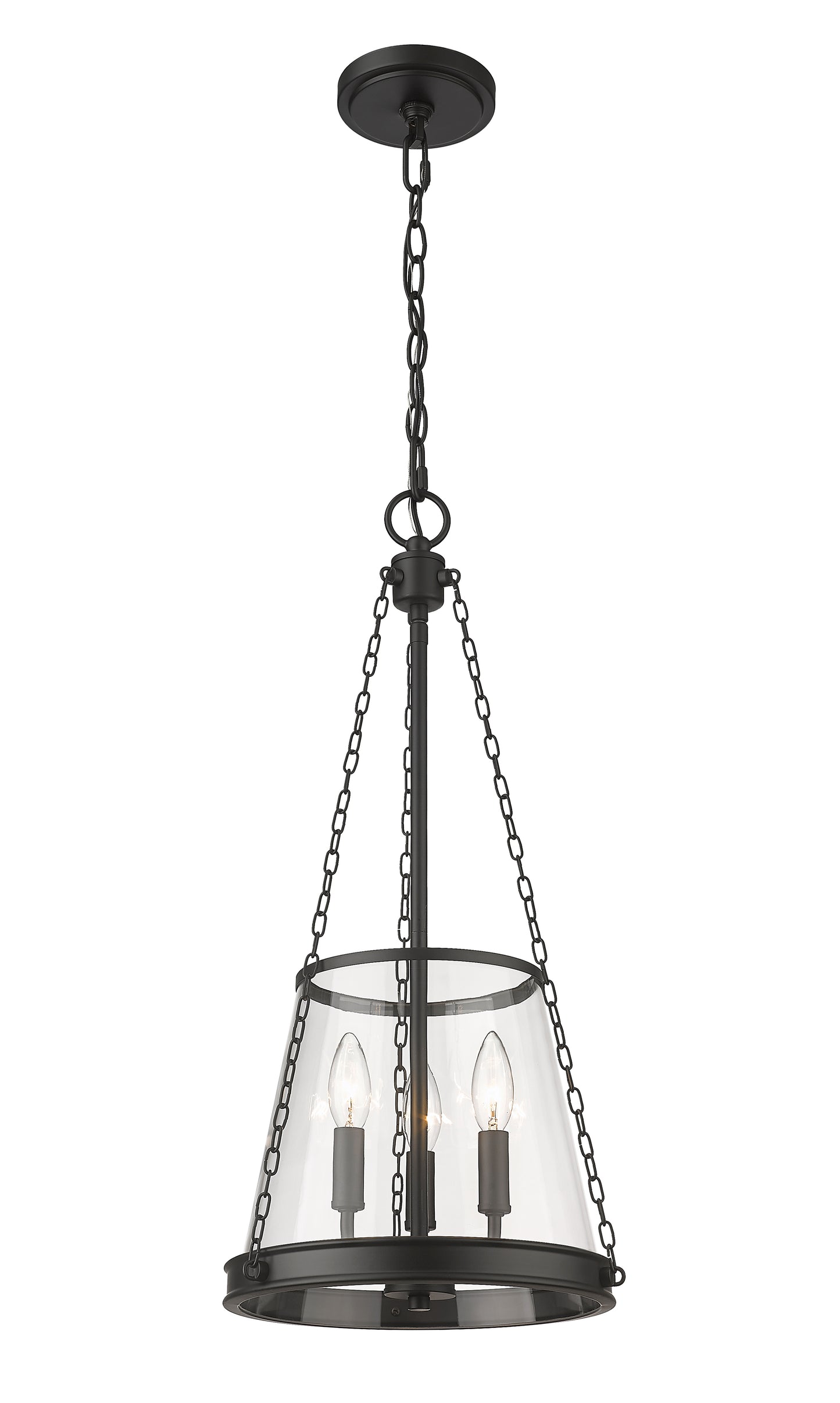 341P12-MB - Prescott 3 Light 12" Pendant - Matte Black