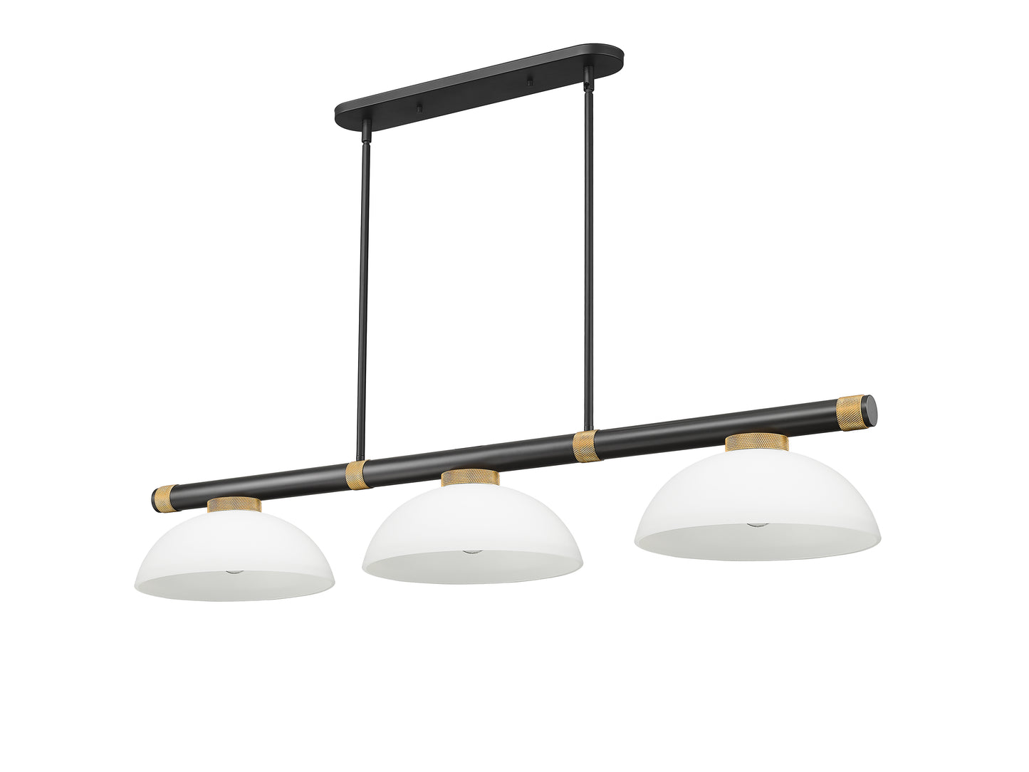3050-3MB-RB-DMO14 - Vanguard 3 Light 58" Billiard - Matte Black / Rubbed Brass