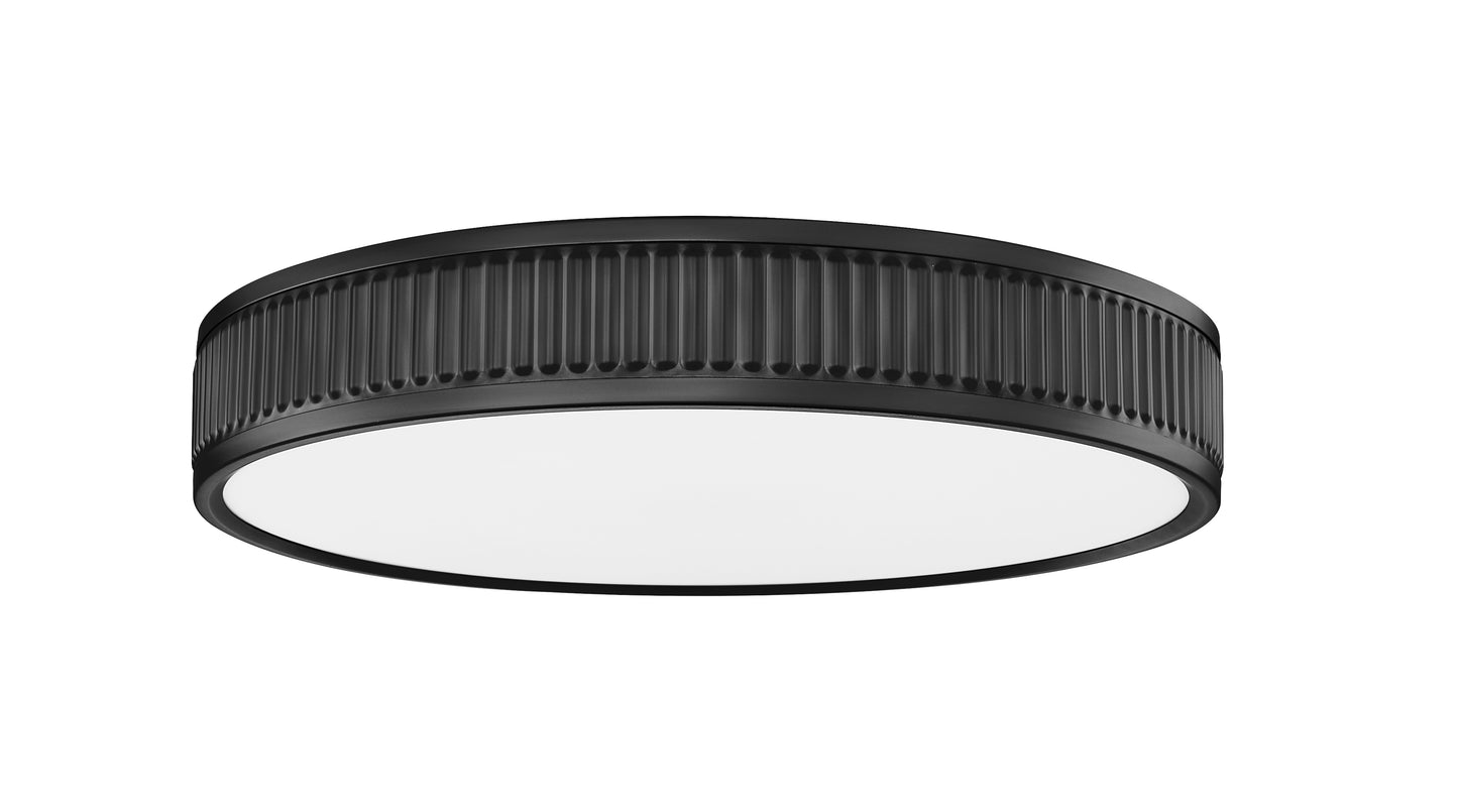1013F16-MB-LED - Stari 1 Light Flush 17" Mount - Matte Black