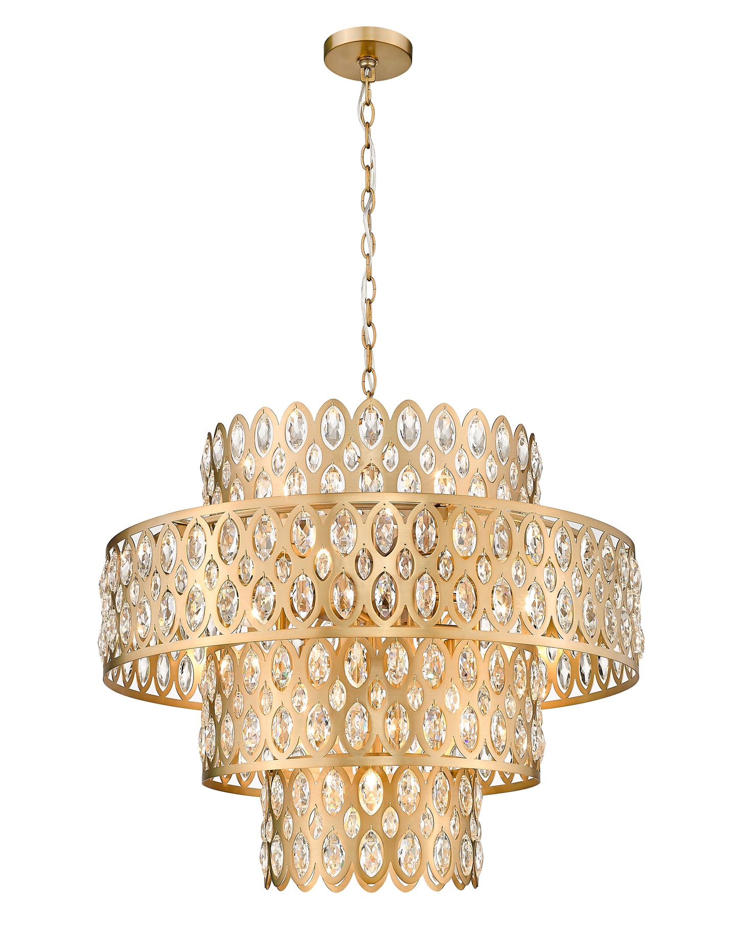 822P26-HB - Dealey 13 Light 26" Chandelier - Heirloom Brass
