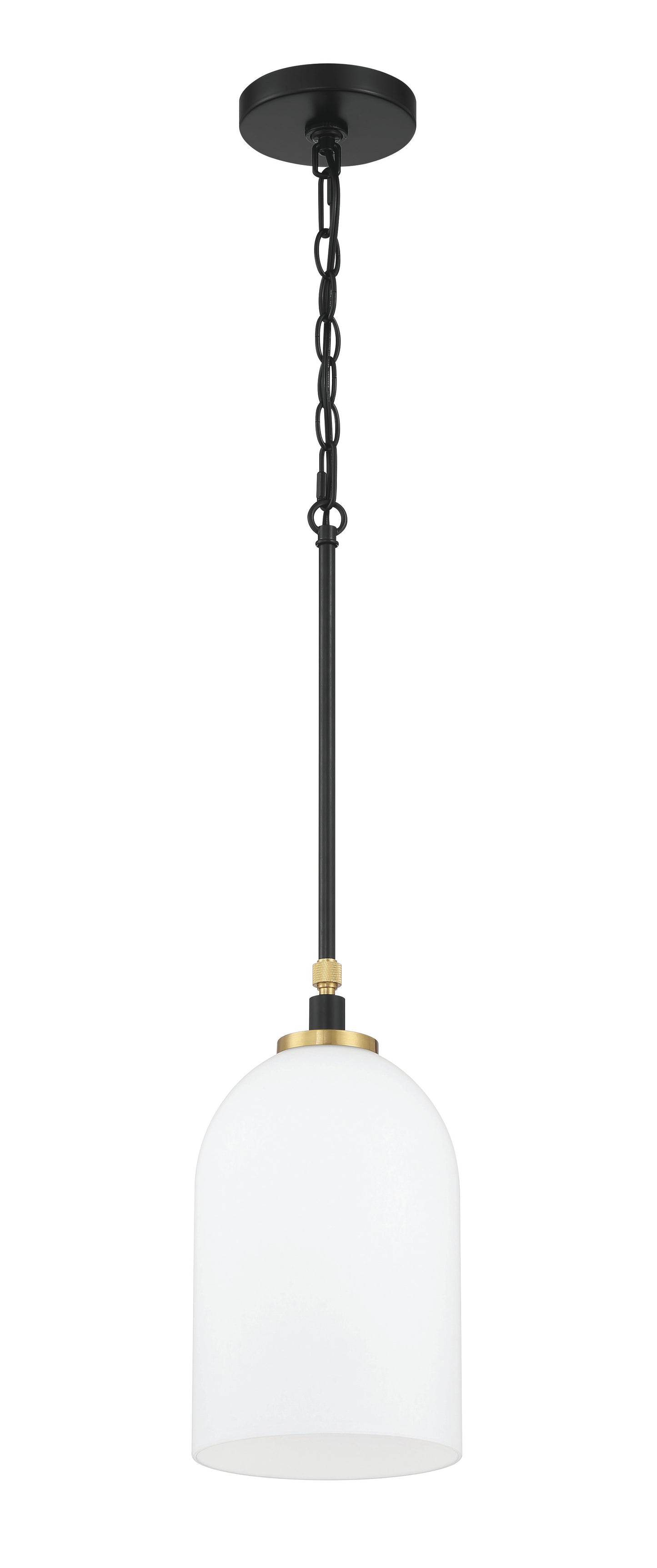 60391-FBSB - Council 1 Light 7" Wide Pendant - Flat Black / Satin Brass